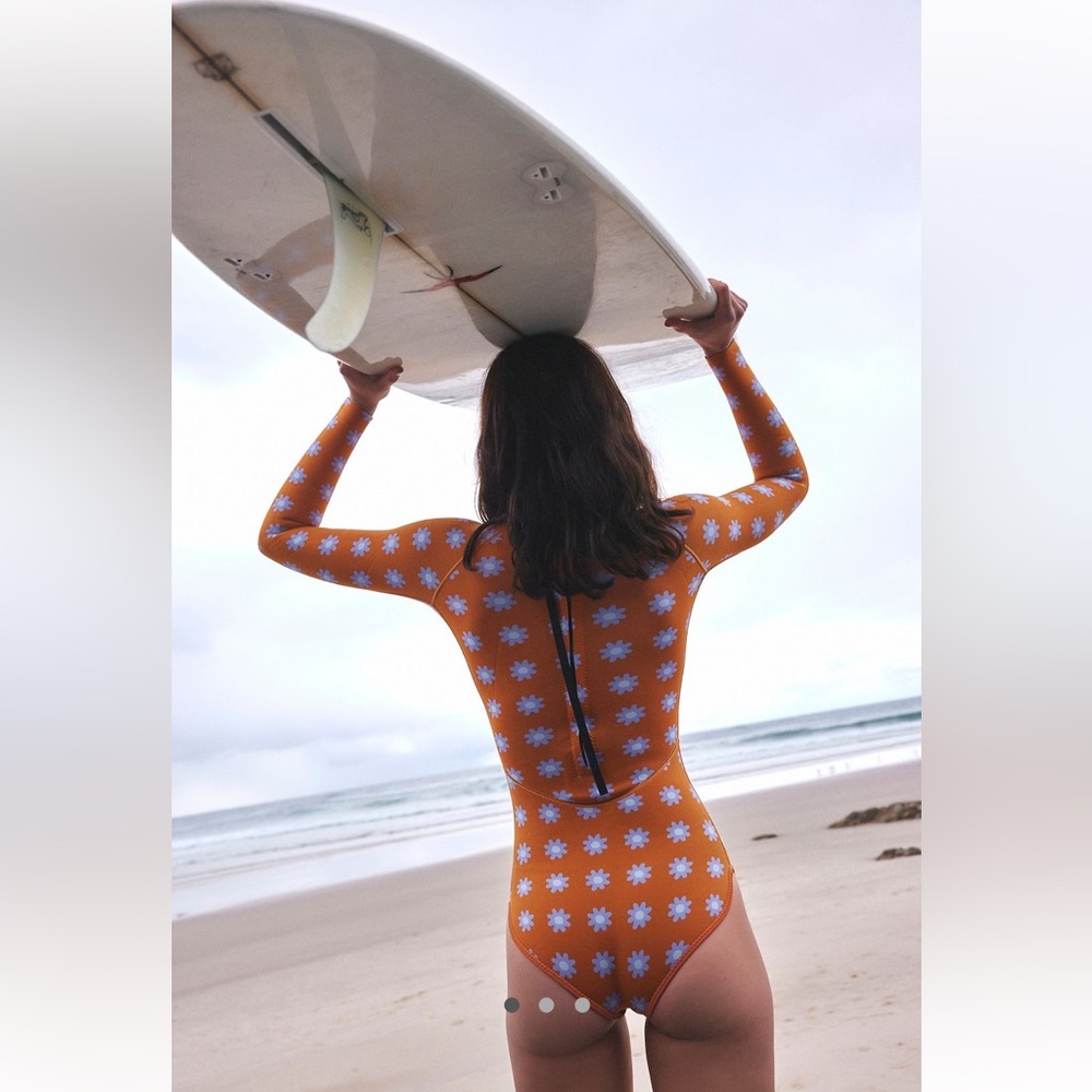 Free People Orange Polka Dot One Piece Swimsuit